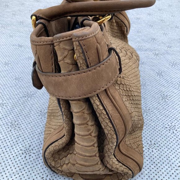 Gucci Women Tote Handbag Brown Python GG Running  Satchel Bag - Picture 9 of 16